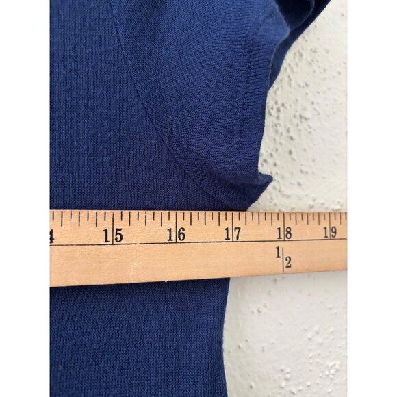 Ann Taylor Navy Midi Dress With Tiered Design Short Sleeves Stretch Fabric - Picture 8 of 9